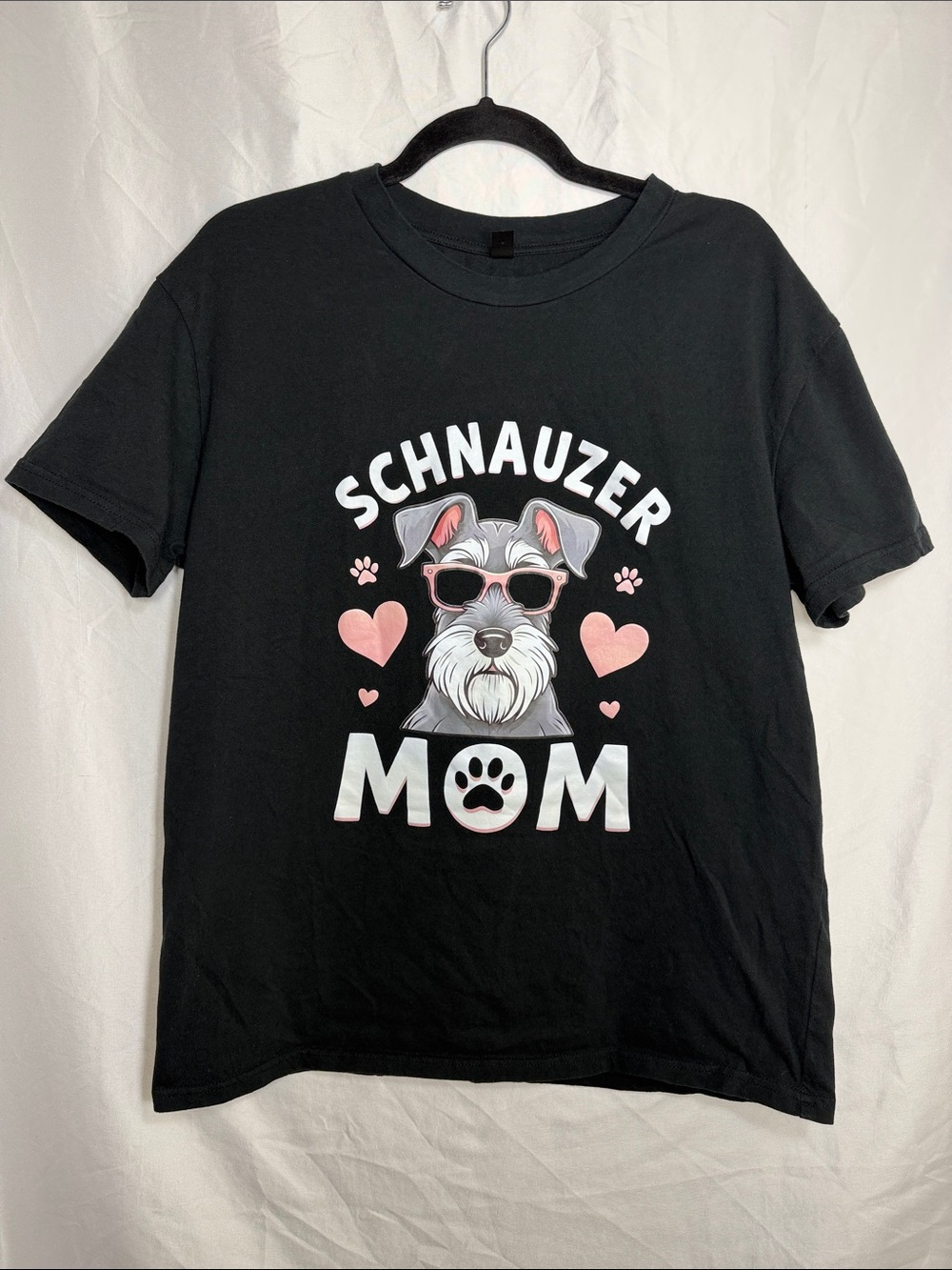 PFR New York Schnauzer Mom Graphic Tee Shirt Black Cotton Large
